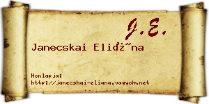 Janecskai Eliána névjegykártya